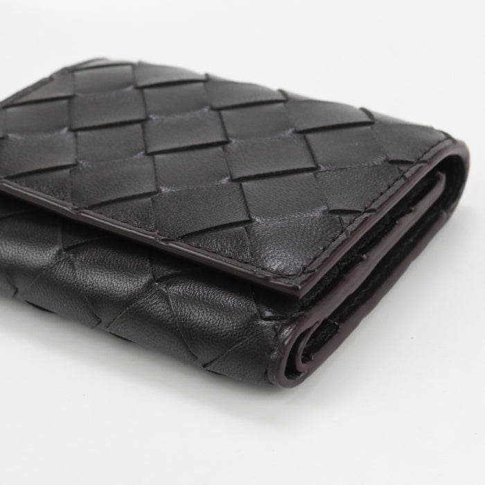 Bottega Veneta Bo81192 Tri-Fold Wallet Intrecciato Flap Wallet Leather Black Mens(Unisex)