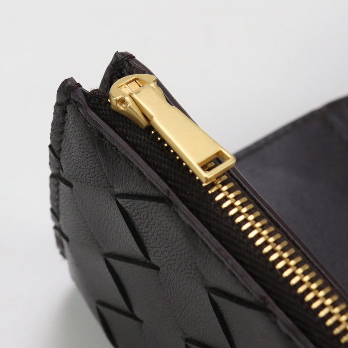 Bottega Veneta Bo81192 Tri-Fold Wallet Intrecciato Flap Wallet Leather Black Mens(Unisex)