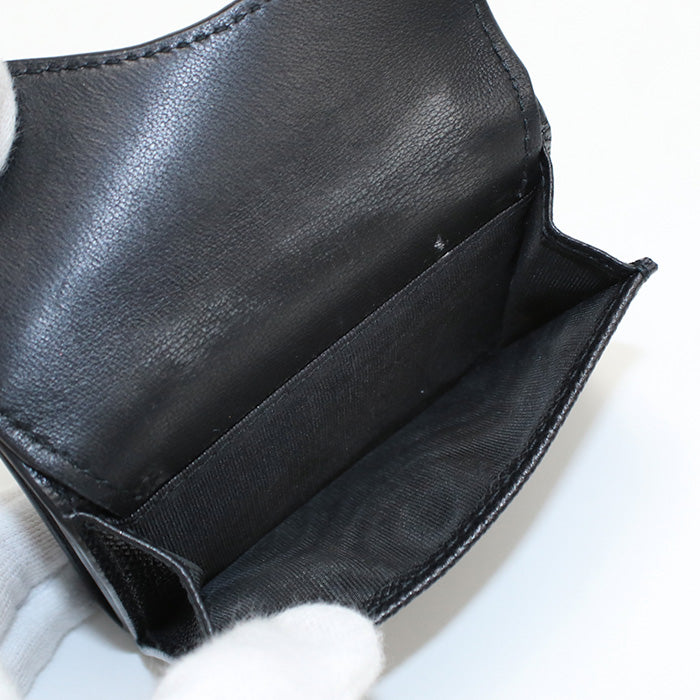 Dior Tri-Fold Wallet Saddle Leather Black Women