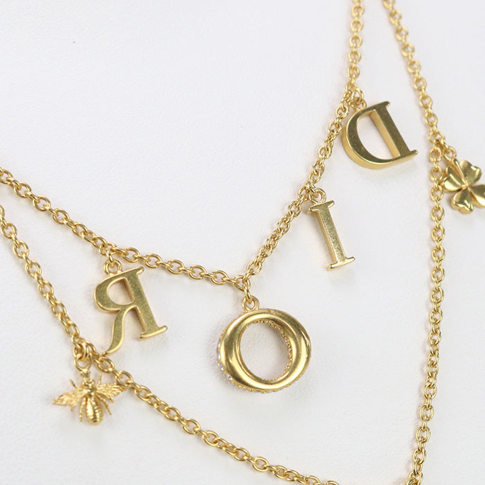 Dior N2879Womcy_D03S Necklace Dio(R)Evolution Necklace Double Chain Gold Plated, Faux Pearls,