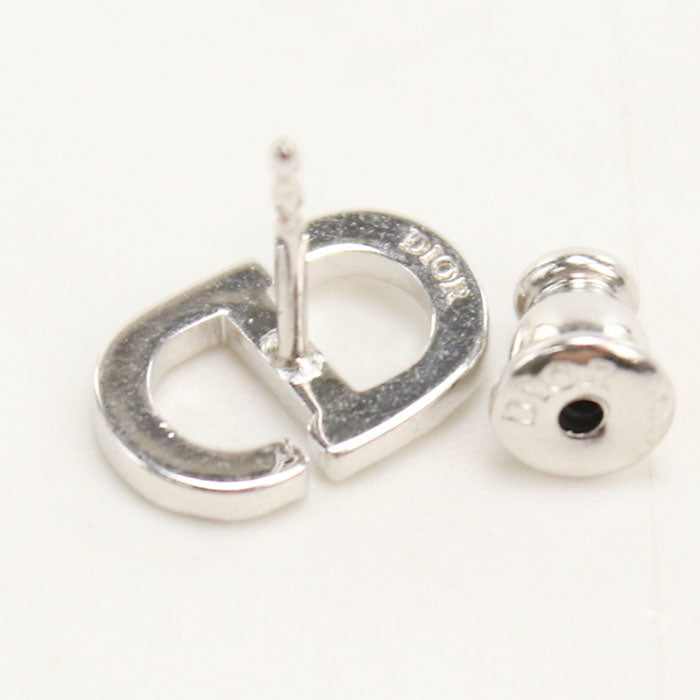 Dior E3045Womcy D001 Pierce Petit Cd Mini Stud Earrings Metal, White Crystal Silver Women