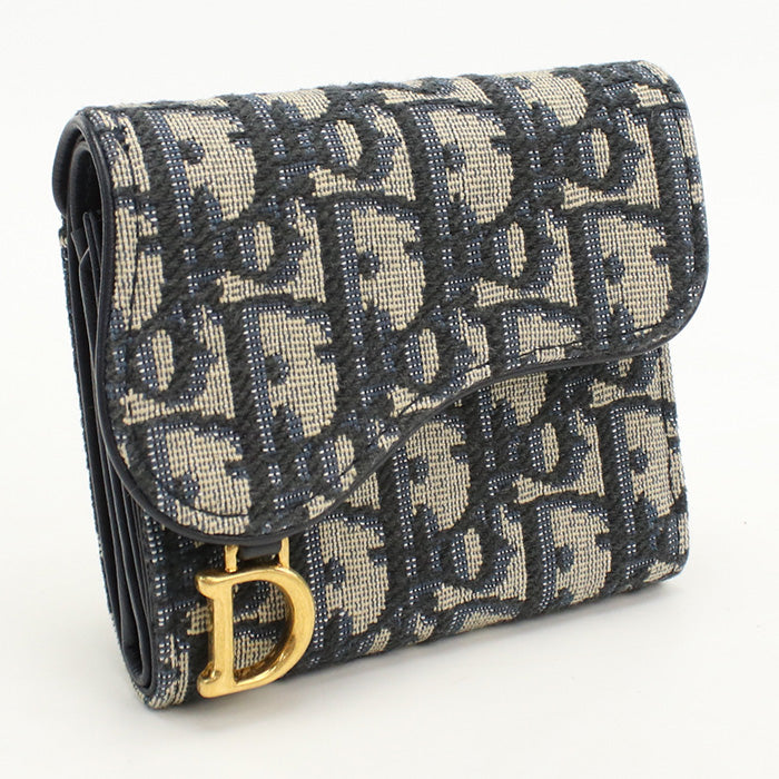 Dior S5652 Ctzq M928 Lotus Wallet Saddle Folded Wallet/Dior Oblique Navy Women