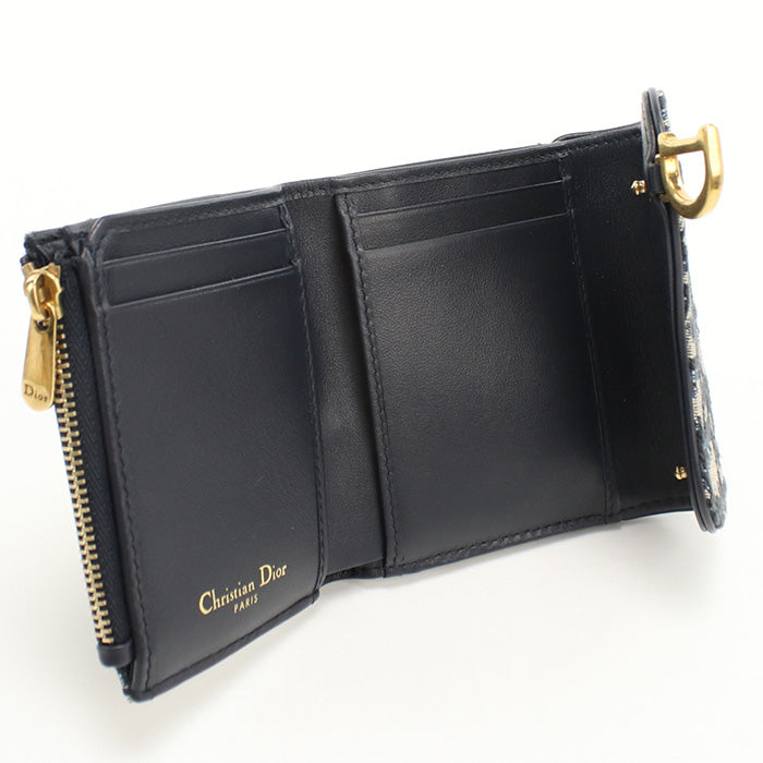 Dior S5652 Ctzq M928 Lotus Wallet Saddle Folded Wallet/Dior Oblique Navy Women