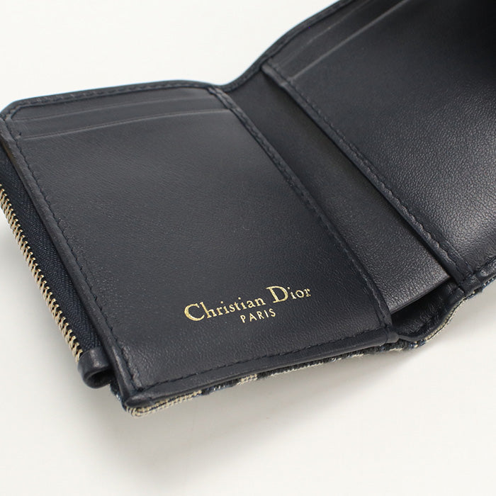 Dior S5652 Ctzq M928 Lotus Wallet Saddle Folded Wallet/Dior Oblique Navy Women