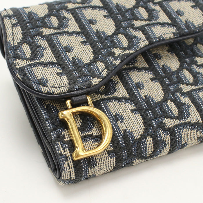 Dior S5652 Ctzq M928 Lotus Wallet Saddle Folded Wallet/Dior Oblique Navy Women
