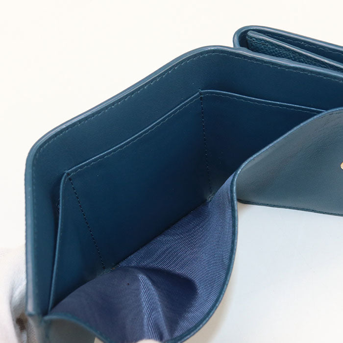 Dior Tri-Fold Wallet Dior Caro Three Fold Wallet Leather Blue Women