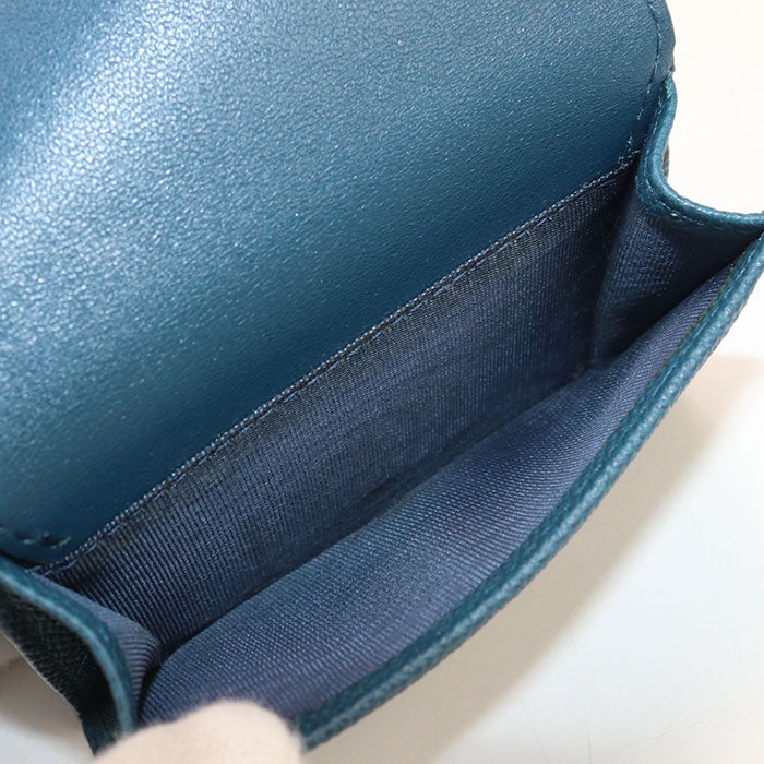 Dior Tri-Fold Wallet Dior Caro Three Fold Wallet Leather Blue Women