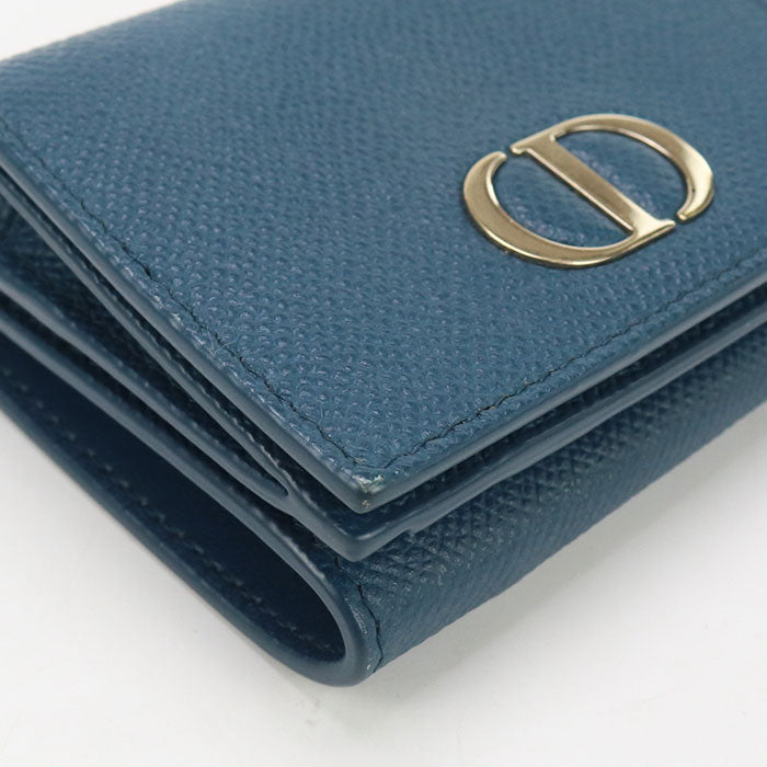 Dior Tri-Fold Wallet Dior Caro Three Fold Wallet Leather Blue Women