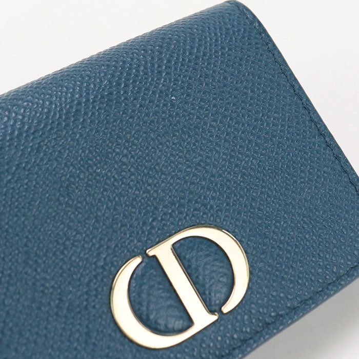 Dior Tri-Fold Wallet Dior Caro Three Fold Wallet Leather Blue Women