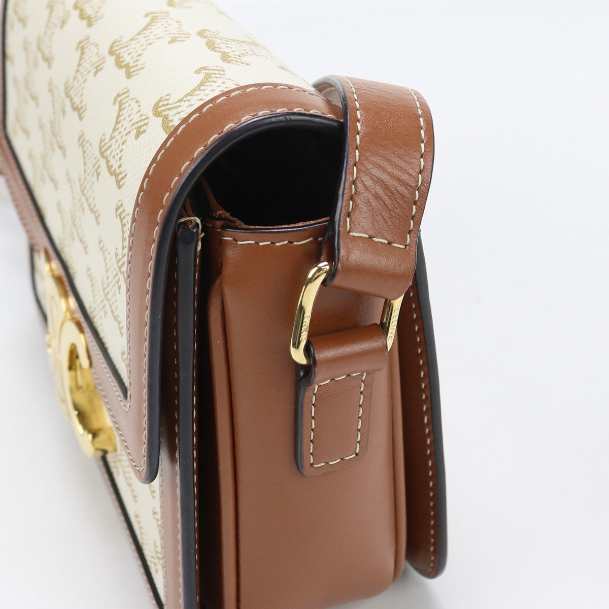 Celine 18888 2Bz4 01Bc Teen Triomphebag Canvas Shoulder Pvc/Calfskin White Women