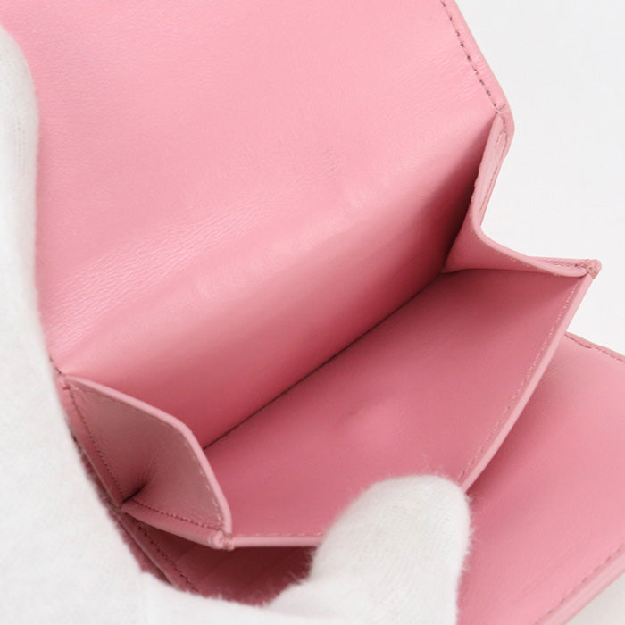 Celine Ce89486 Small Flap Wallet Triomphe Three Fold Wallet Calfskin Pink Women