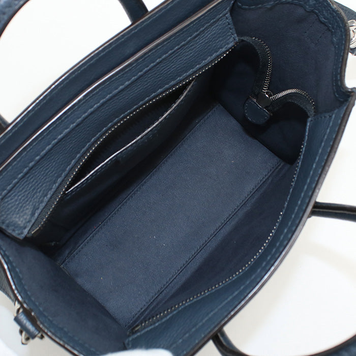 Celine 189243 Handbag Luggage Nano Shopper 2Way Handbag Leather Navy Women