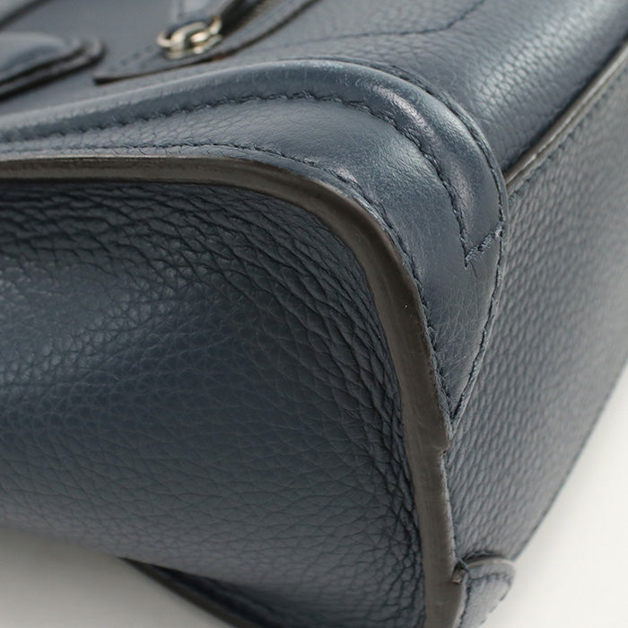 Celine 189243 Handbag Luggage Nano Shopper 2Way Handbag Leather Navy Women