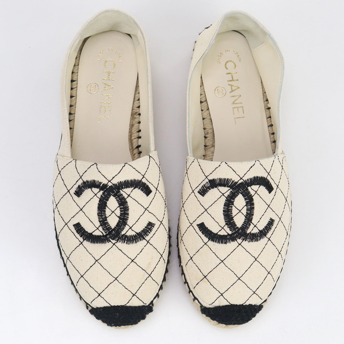 Chanel Espadrille Coco Mark Espadrille Canvas White Women