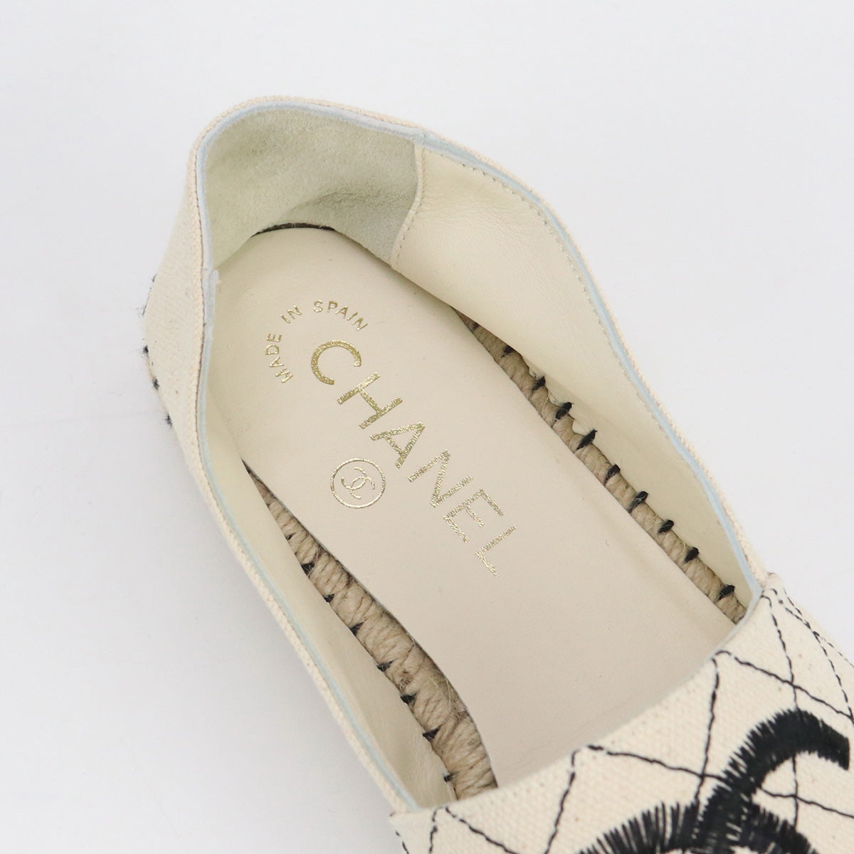 Chanel Espadrille Coco Mark Espadrille Canvas White Women