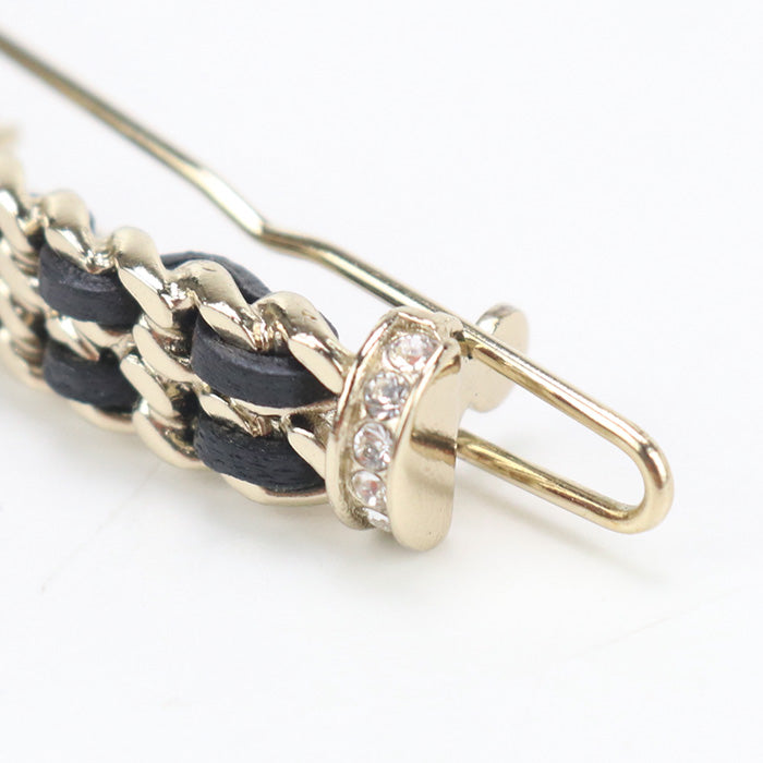 Chanel Rhinestone Hair Clip Brand Miscellaneous Goods Metal Clip Gold Women