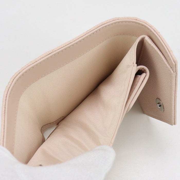 Chanel A84346 Tri-Fold Wallet Chevron V Stitch Small Flap Wallet Leather Pink Women