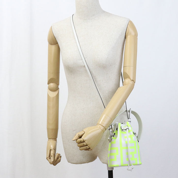 Fendi 8Bs010 Mini Montresor Diagonal Shoulder Bag Leather White Women