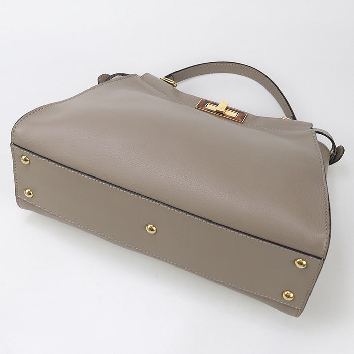 Fendi 8Bn290 3Zl F0E65 2Way Peekaboo Handbag Leather Gray Women