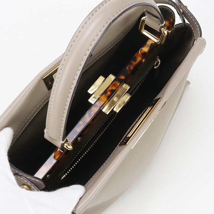 Fendi 8Bn290 3Zl F0E65 2Way Peekaboo Handbag Leather Gray Women