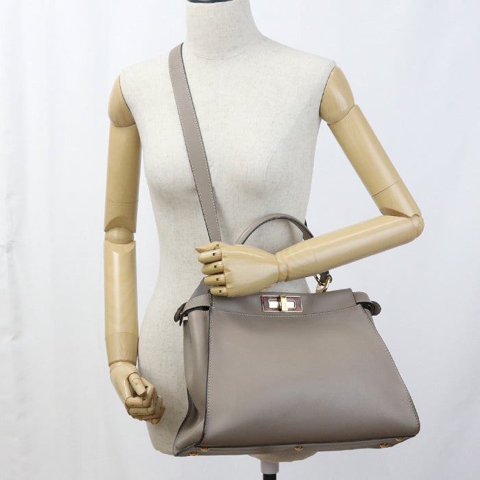 Fendi 8Bn290 3Zl F0E65 2Way Peekaboo Handbag Leather Gray Women