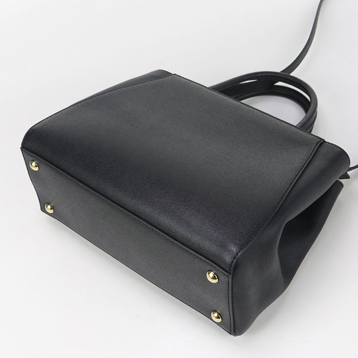 Fendi 8Bh253 Tote Bag Petit Two-Jour 2Way Handbag Leather Black Women