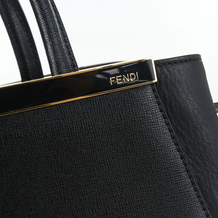 Fendi 8Bh253 Tote Bag Petit Two-Jour 2Way Handbag Leather Black Women