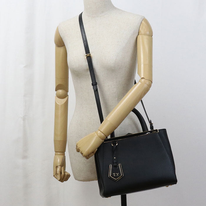 Fendi 8Bh253 Tote Bag Petit Two-Jour 2Way Handbag Leather Black Women