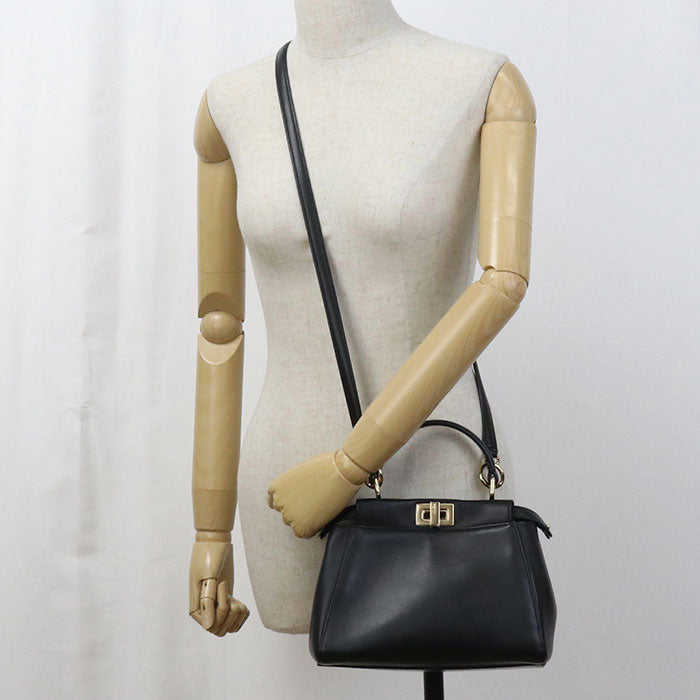 Fendi Fe92924 2Way Peek-A-Boo Mini Handbag Black Women