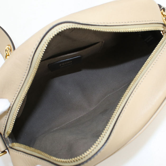Fendi 8Bt287 Diagonal Shoulder Bag Leather Beige Women