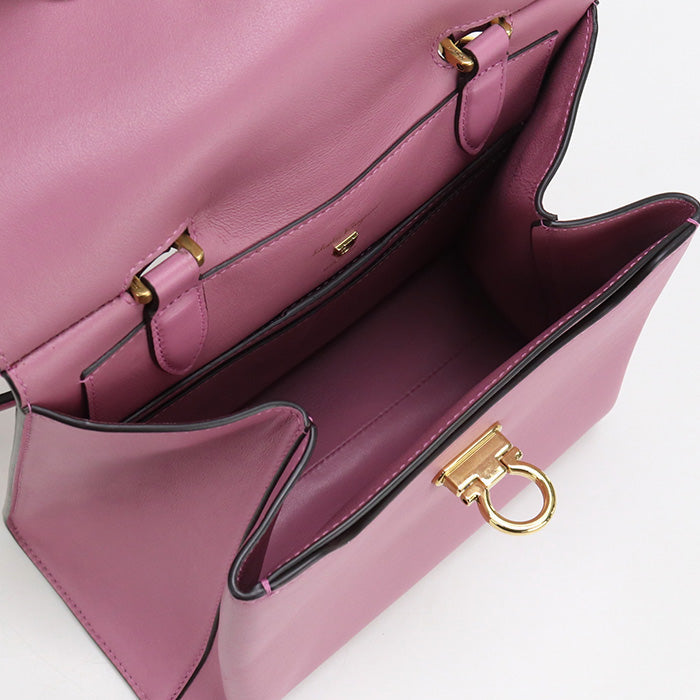 Ferragamo Fr89527 2Way Handbag Calfskin Pink Women
