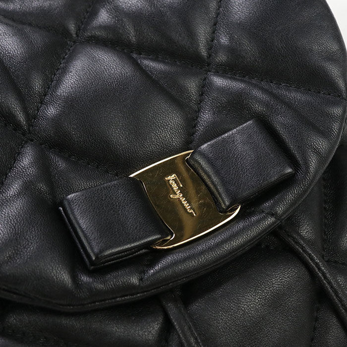 Ferragamo 21 F734 Backpack Vala Backpack Leather Black Women
