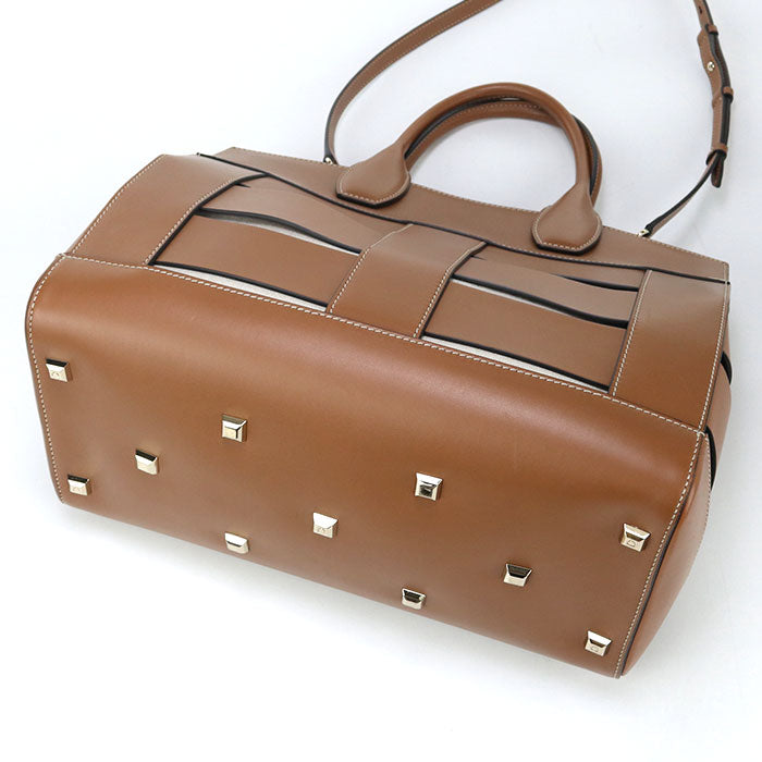 Ferragamo 21 H900 2Way Gancini Tote Bag Calfskin Brown Women