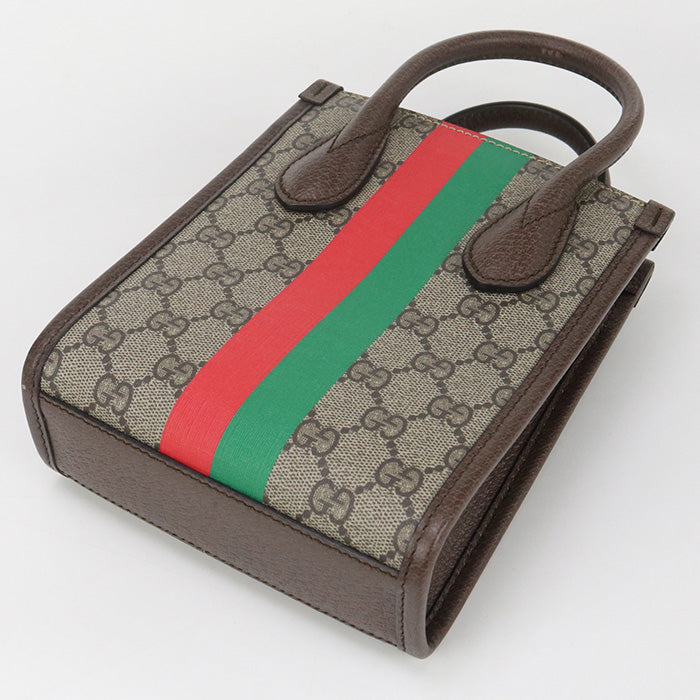 Gucci 671628 2Way Handbag Interlocking G Tote Bag Gg Supreme Beige Women