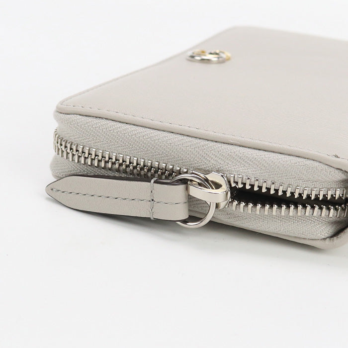 Gucci 790057 Zip Around Wallet Double G Pursezip Leather Gray Women