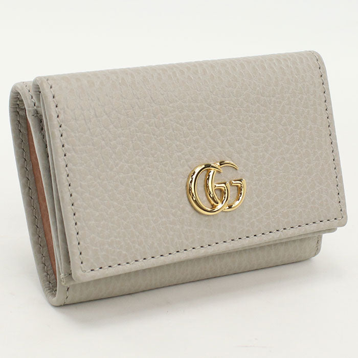 Gucci Gu88844 Tri-Fold Wallet Double G Leather Gray Women