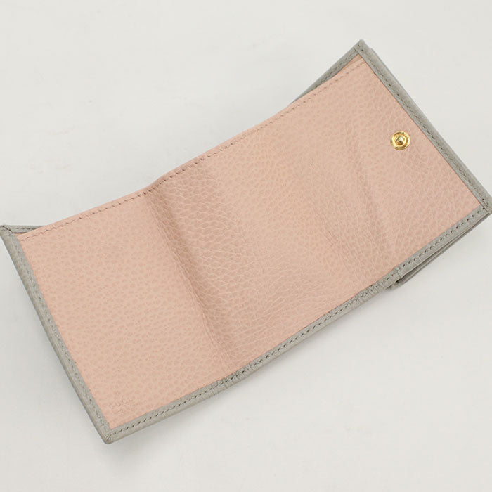 Gucci Gu88844 Tri-Fold Wallet Double G Leather Gray Women