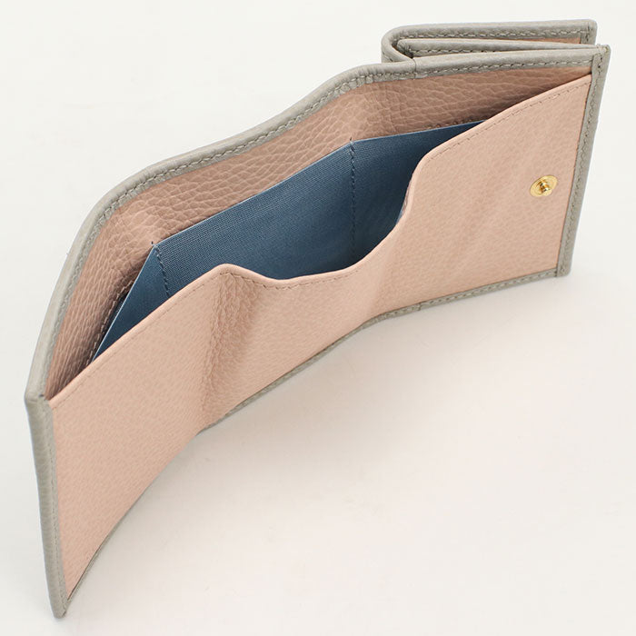 Gucci Gu88844 Tri-Fold Wallet Double G Leather Gray Women