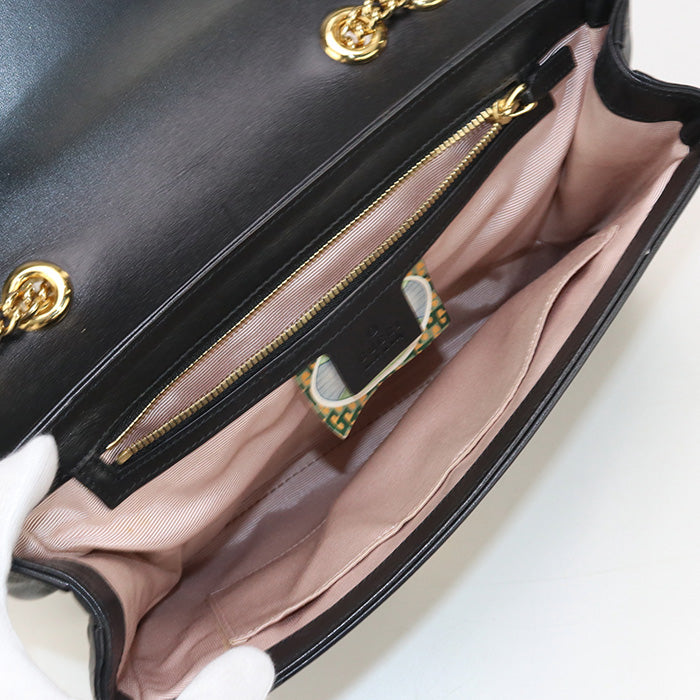 Gucci 537241 Shoulder Bag Raja Medium Chainshoulder Bag Leather Black Women