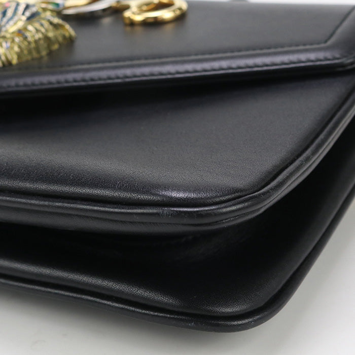 Gucci 537241 Shoulder Bag Raja Medium Chainshoulder Bag Leather Black Women