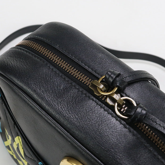 Gucci Gu89295 Chainshoulder Gg Marmont Shoulder Bag Leather Black Women