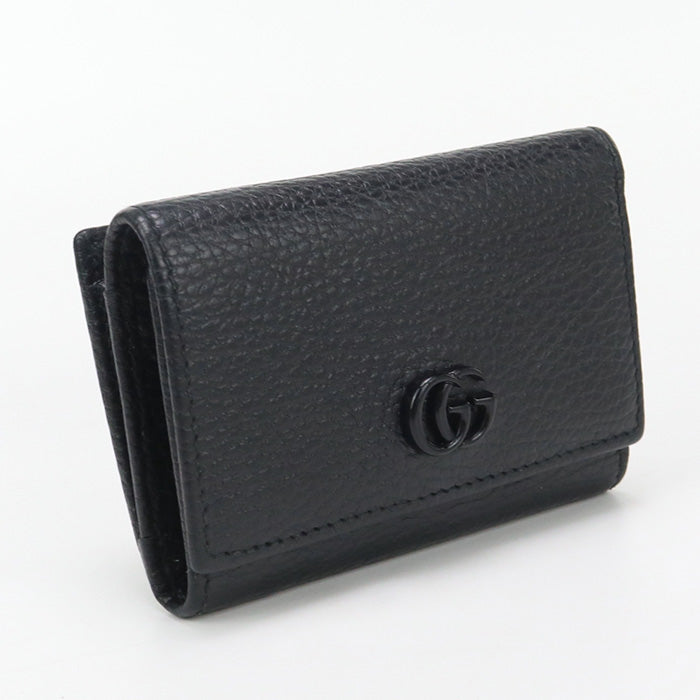 Gucci Gu90972 Tri-Fold Wallet Gg Marmont Three Fold Wallet Leather Black Women
