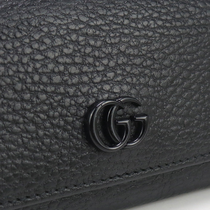 Gucci Gu90972 Tri-Fold Wallet Gg Marmont Three Fold Wallet Leather Black Women