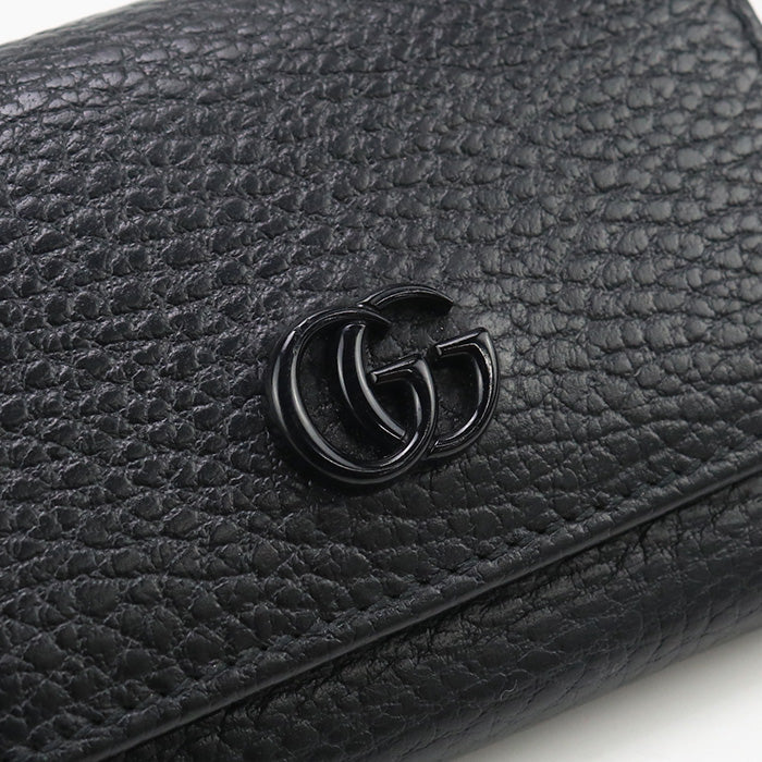 Gucci Gu90972 Tri-Fold Wallet Gg Marmont Three Fold Wallet Leather Black Women