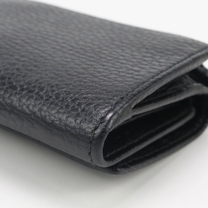 Gucci Gu90972 Tri-Fold Wallet Gg Marmont Three Fold Wallet Leather Black Women