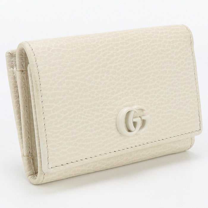 Gucci Gu92282 Gg Marmont Three Fold Wallet Leather White Women