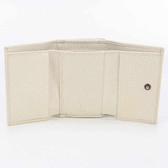 Gucci Gu92282 Gg Marmont Three Fold Wallet Leather White Women