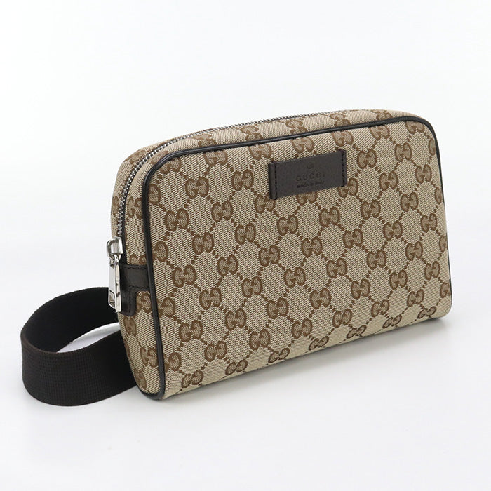 Gucci 449174 Body Bag Gg Canvas Waist Bag Canvas, Leather Beige Mens(Unisex)