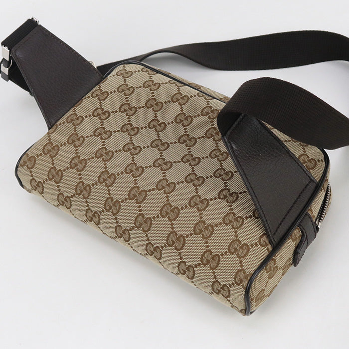 Gucci 449174 Body Bag Gg Canvas Waist Bag Canvas, Leather Beige Mens(Unisex)