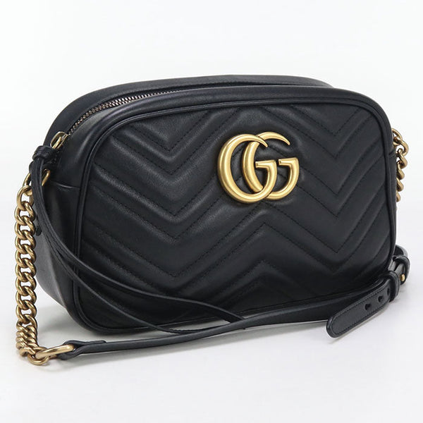 Gucci 447632 Shoulder Bag Gg Marmont Small Camera Bag Leather Black Women
